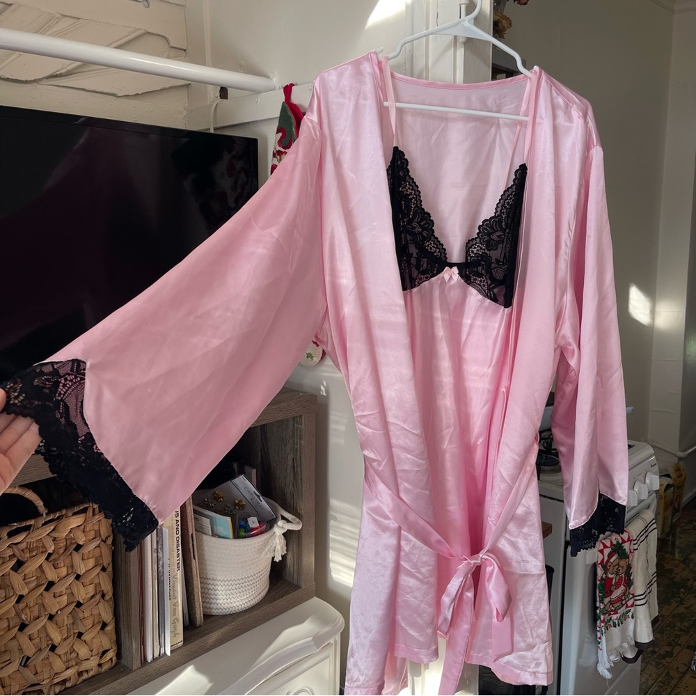 vintage slip dress & robe set